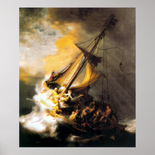 Poster Cristo na Tempestade no Mar de Galileu-Rembrandt