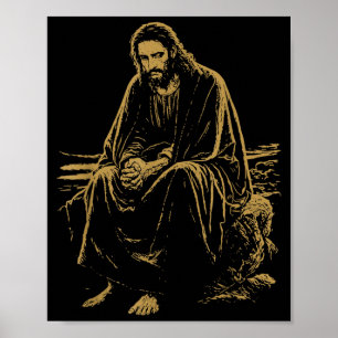 Poster Cristo no Deserto Oração de Jesus Fés Cristãs