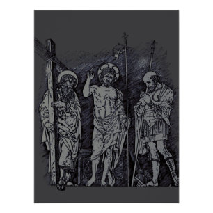 Póster Cristo Ressuscitado entre os Santos André e Longin