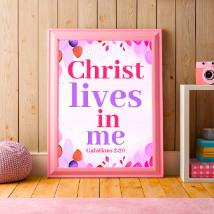 Poster Cristo vive em mim Boho Christian Teen Girl Art