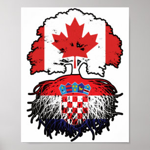 Poster Croácia, Canadá, Canadá, Árvore Bandeira