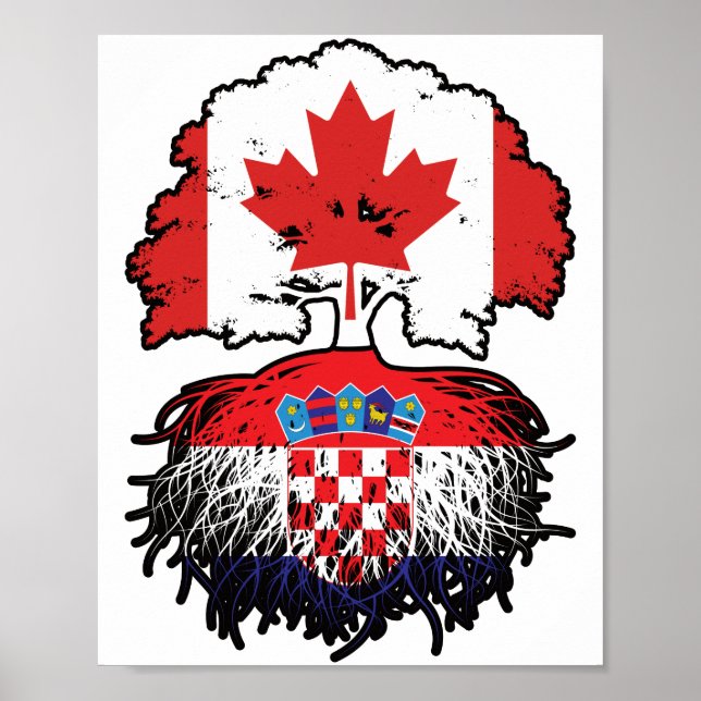 Poster Croácia, Canadá, Canadá, Árvore Bandeira (Frente)