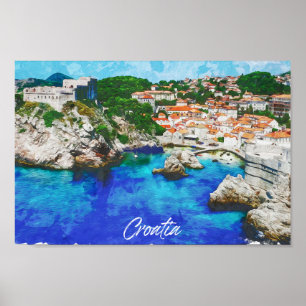 Poster Croácia Panorama Ver Viagem