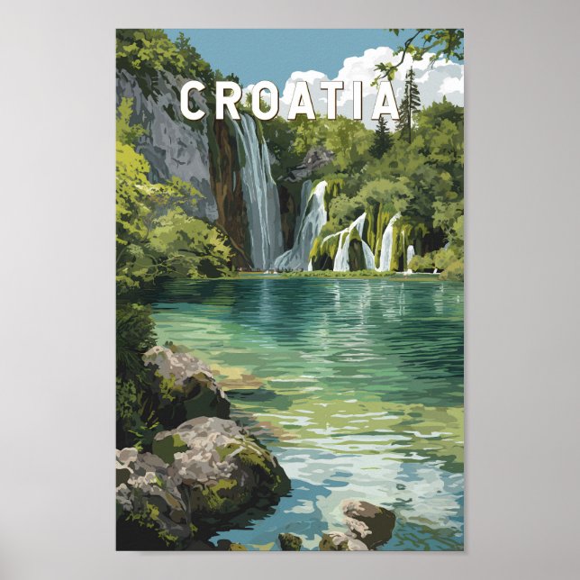 Poster Croatia Illustration Travel Art Vintage (Frente)