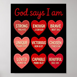 Poster Crochet Fio de tricô Deus Diz Eu Sou Coração de Do