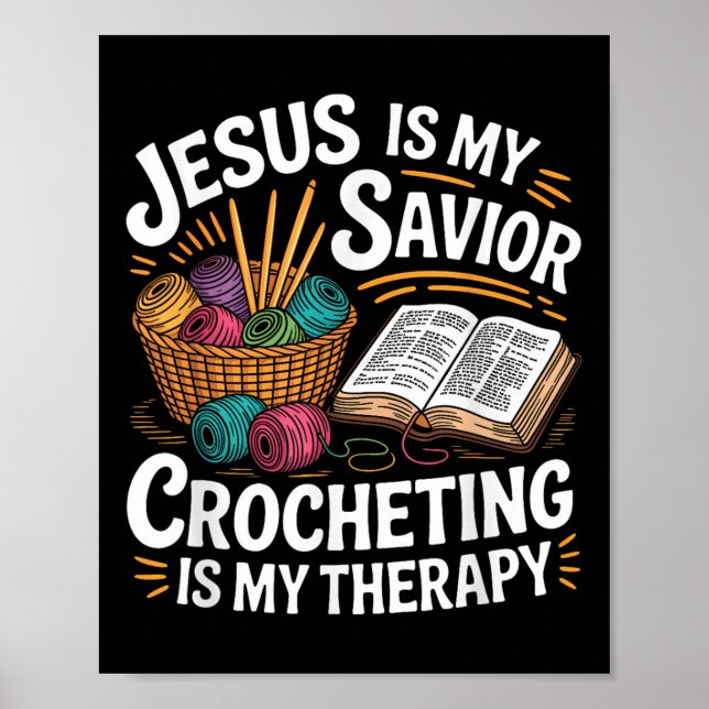 Poster Crochetando Religioso Cristão Jesus Deus Crocheter (Frente)