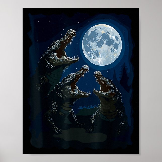 Poster Crocodile Howling At The Moon Wildlife Crocodiles  (Frente)