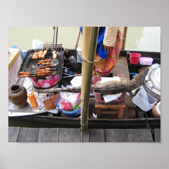 Poster Crocodilo CHURRASCO de carne ... Comida da rua Tai (Frente)