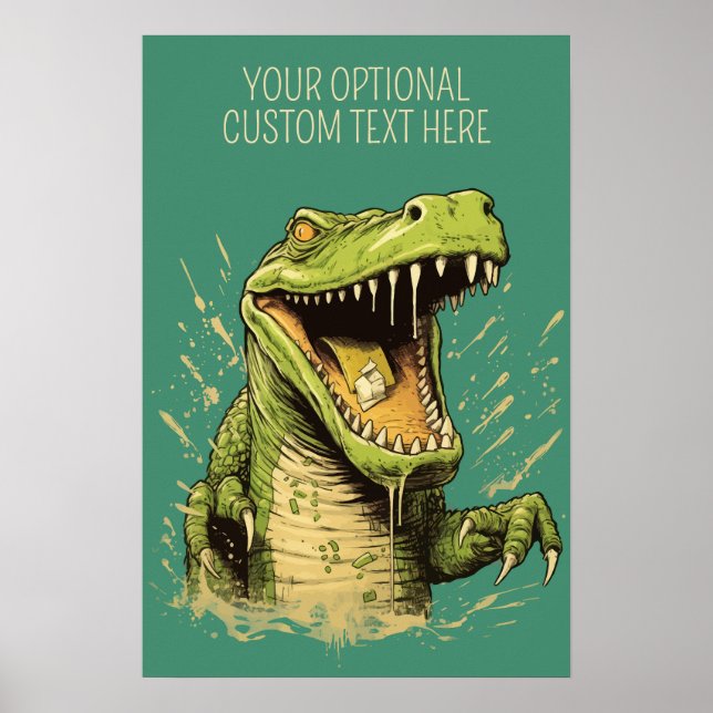 Poster Crocodilo de Texto Personalizado (Frente)