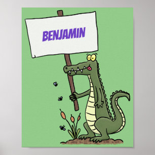 Poster Crocodilo engraçado, alinhador com cartoon