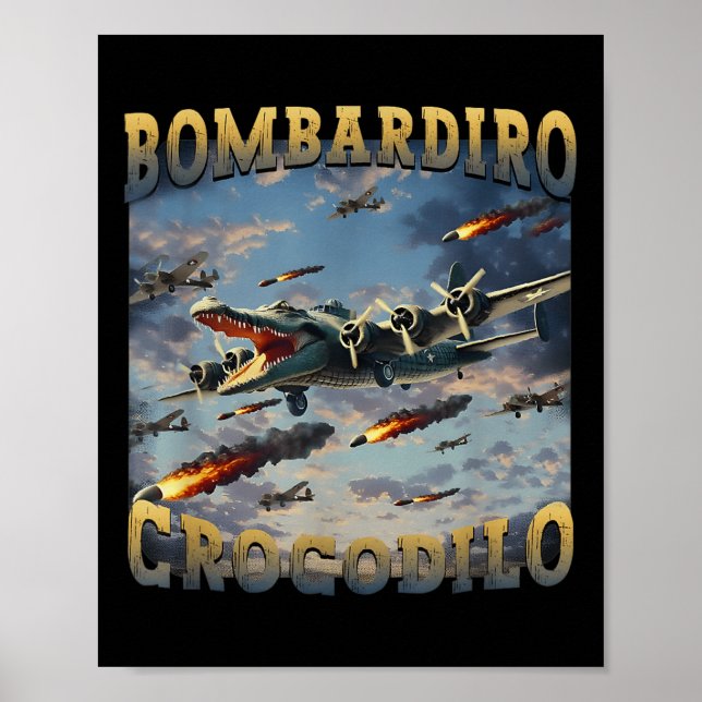 Poster Crocodilo Engraçado Memória Bombardiro Crocodilo F (Frente)
