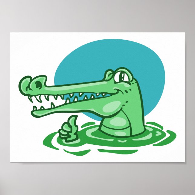 Póster crocodilo engraçado mostrado em desenho animado (Frente)