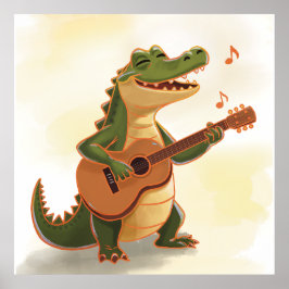 Poster Crocodilo Rockeiros com Guitarra – Animais de Dese