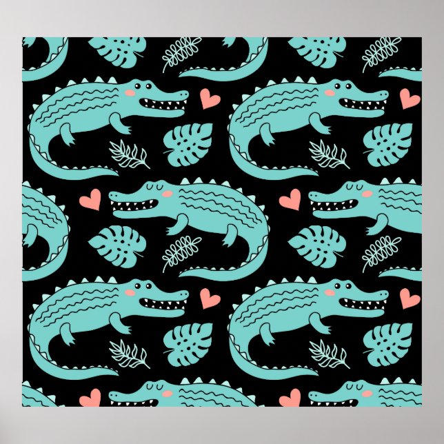 Poster Crocodilos de animação, um padrão perfeito. (Frente)