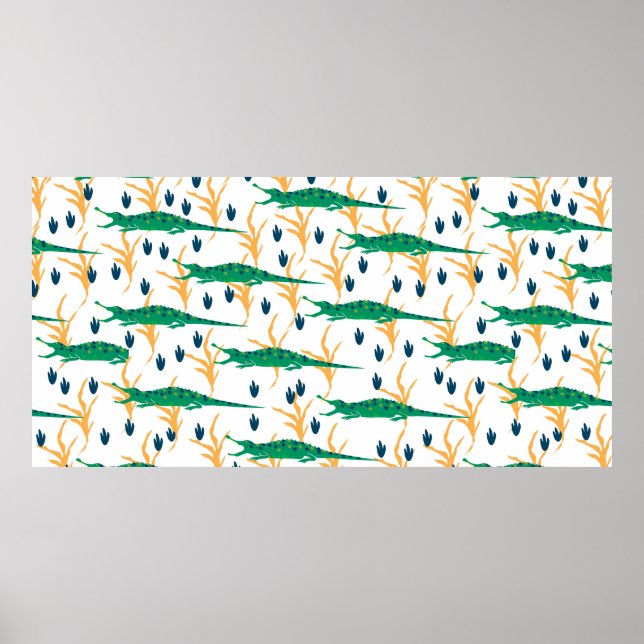 Poster Crocodilos lindos, padrão uniforme. Animais de des (Frente)