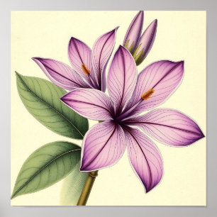 Poster Crocus Antigo em Papel Envelhecido