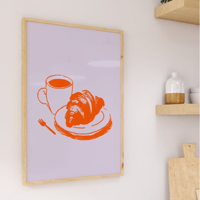 Poster Croissant de Café Café Parisiense Lavanda Laranja  (Criador carregado)