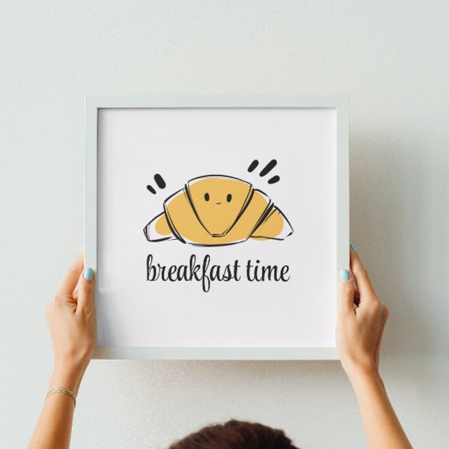 Poster Croissant de Desenho de Tinta do Café (Criador carregado)
