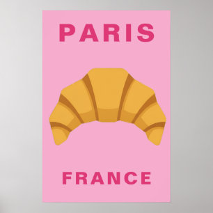 Poster Croissant Minimalista Paris França Padaria Frances