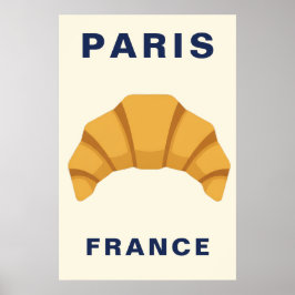 Poster Croissant Minimalista Paris França Padaria Frances
