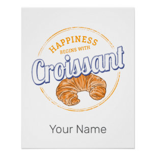 Póster Croissant Snack Vintage França
