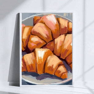 Poster Croissants Padaria Fresca Pintura Aquarela