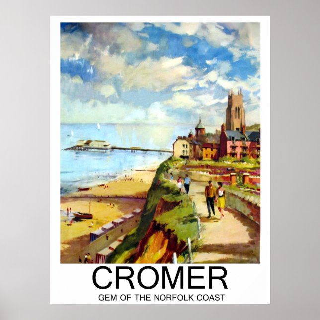 Poster Cromer, Joia da costa de Norfolk, Inglaterra, viag (Frente)