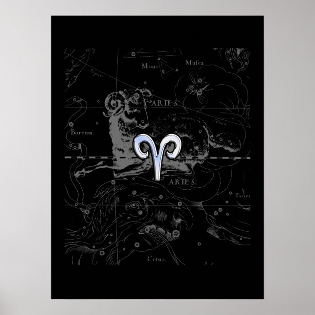 Poster Cromo como Aries Símbolo Zodíaco em Hevélio (Frente)