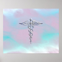 Cromo Como Caduceus Símbolo Médico Mãe Pérola