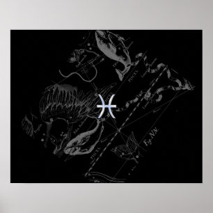 Póster Cromo como Peixes Zodiac Sinal em Hevelius 1690