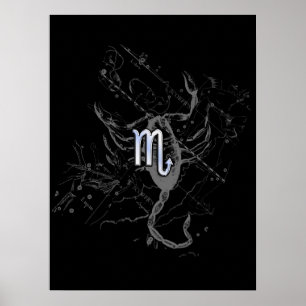 Póster Cromo como Scorpio Zodiac Símbolo em Hevélio