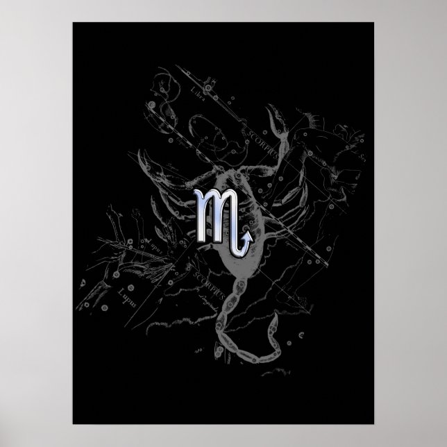 Póster Cromo como Scorpio Zodiac Símbolo em Hevélio (Frente)