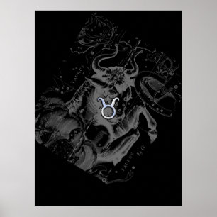 Póster Cromo como Taurus Zodiac Sinal em Hevelius Black