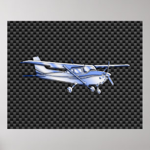 Póster Cromo De Avião Como Fibra De Carbono Preto De Ces