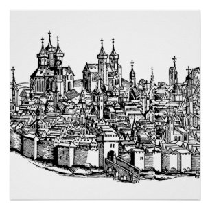 Póster Crônica Premium Medieval de Erfurt da Turíngia Art