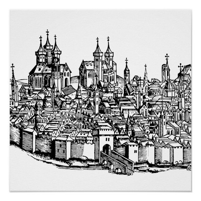 Póster Crônica Premium Medieval de Erfurt da Turíngia Art (Frente)