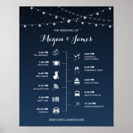 Poster Cronograma de casamento da noite estelar azul-Mari