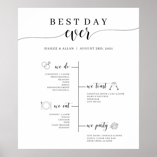 Poster Cronograma de Casamento do Melhor Dia de Todos (Frente)