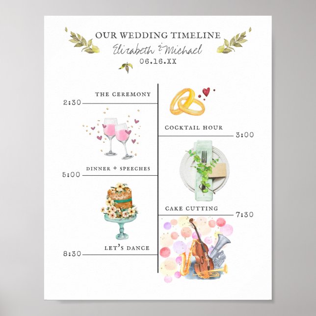 Poster Cronograma de Itinerário de Casamento Sinal de Boa (Frente)