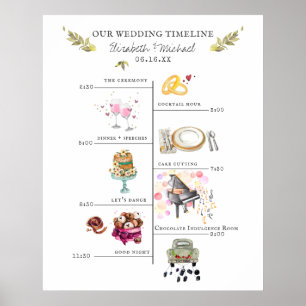 Poster Cronograma de Itinerário de Casamento Sinal de Boa