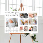 Poster Cronograma do Primeiro Aniversário da Foto do Marc<br><div class="desc">Celebre os primeiros 12 meses do seu pequeno com este primeiro aniversário de um ano de fotografia. Personalize o sinal com as suas imagens mensais de marco e os fatos divertidos do bebê. Para adicionar texto ao design, basta selecionar o botão "Personalizar o computador" acima para obter recursos de personalização...</div>