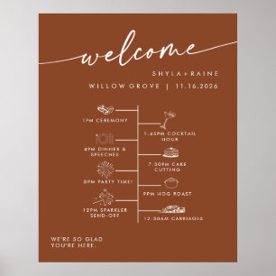 Poster Cronologia de Boas-Vindas de Casamento Boho Chic T