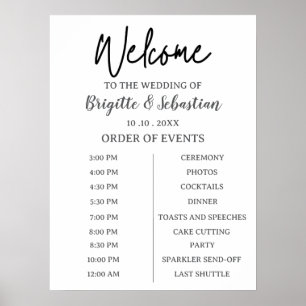 Poster Cronologia de Boas-Vindas de Casamento Minimalista