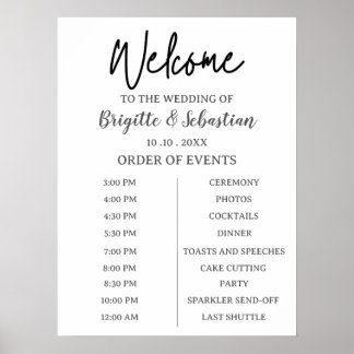 Poster Cronologia de Boas-Vindas de Casamento Minimalista