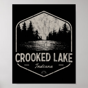 Poster Crooked Lake Indiana Ao Ar Livre Vintage