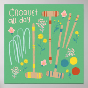 Poster CROQUET TODO O DIA Lançando Jogos Divertidos Perso