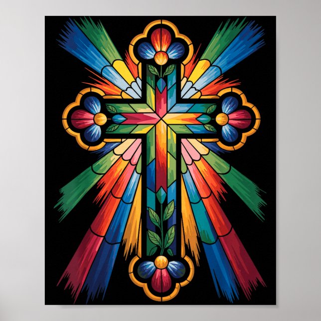 Poster Cross Colorful Christian Religous  (Frente)
