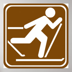 Poster Cross Country Skiing Highway Sign