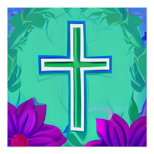 Póster Cross God ama Jesus salva amor à Igreja cristã (Frente)