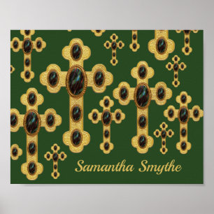 Poster Crosses Amigas com 6 Faux Bloodstones -